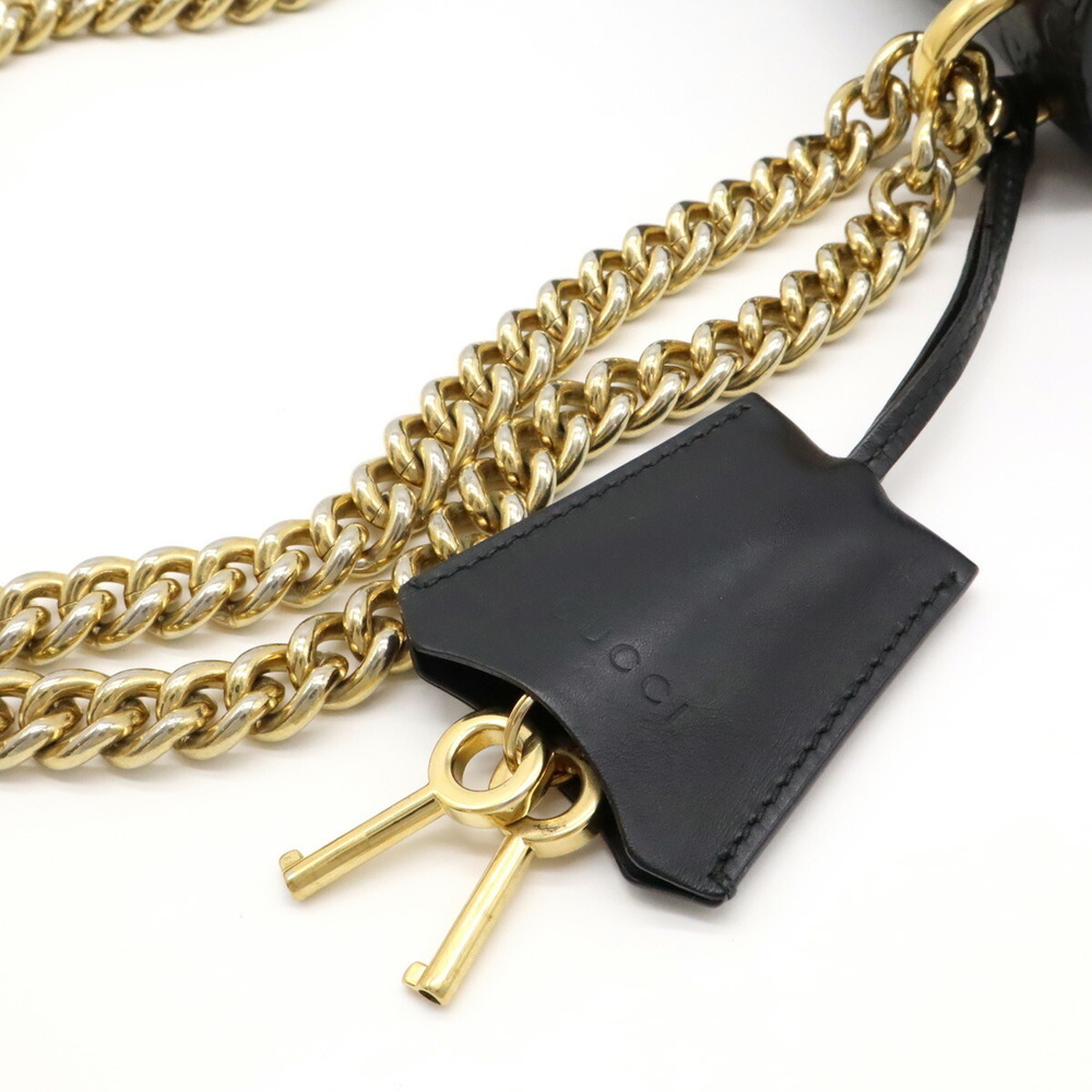 Gucci Leather Bag sima Black Shoulder Padlock Small - Picture 5 of 9
